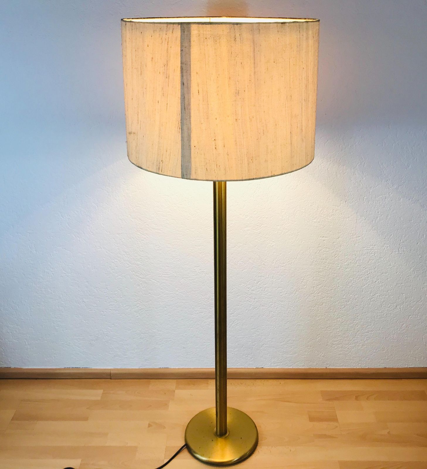 Cosack Midcentury Brass And Cloth Floor Lamp, 1960s, Germany