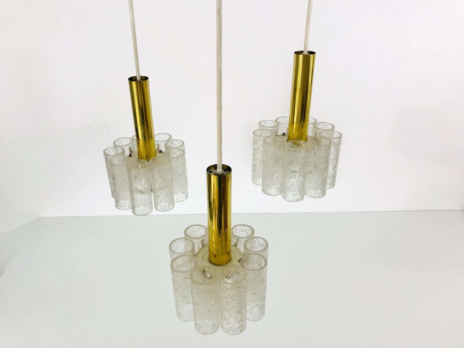 Doria Midcentury Crystal Ice Glass Cascade Pendant Lamp, Germany, 1960s photo buy