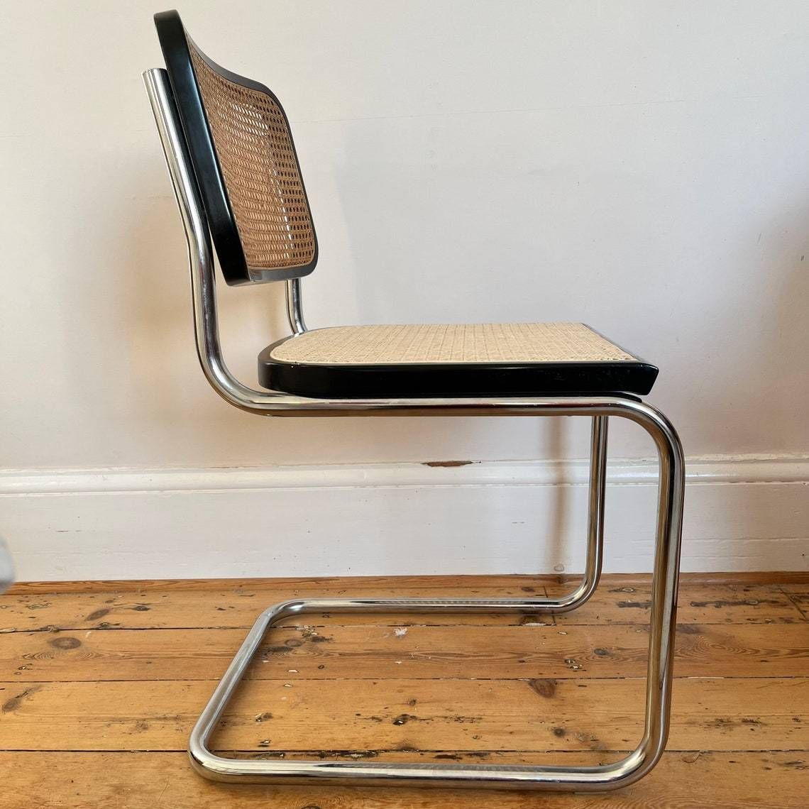 Cesca Black And Chrome Chair With Cane Seat & Back photo furniture
