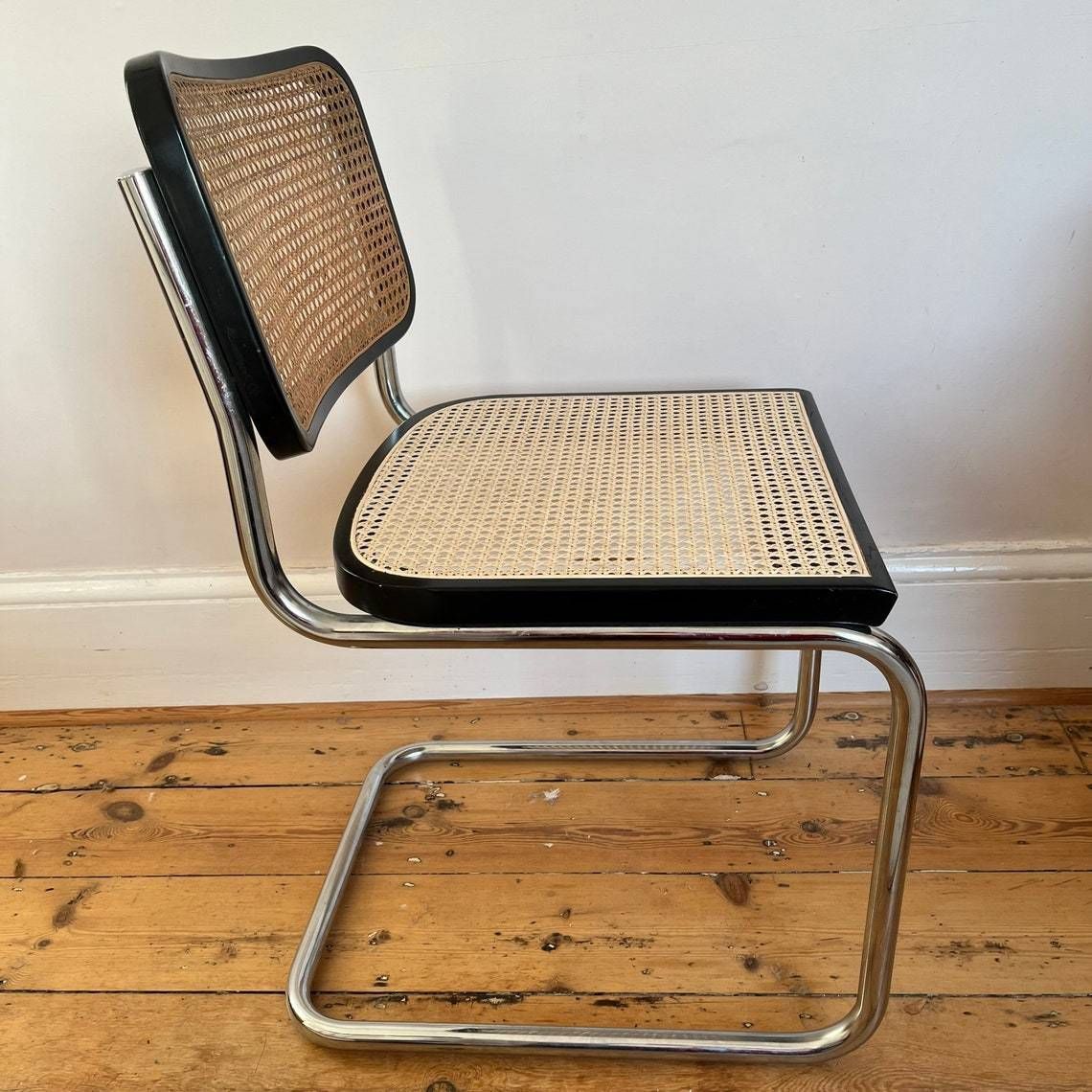 Cesca Black And Chrome Chair With Cane Seat & Back photo for sale