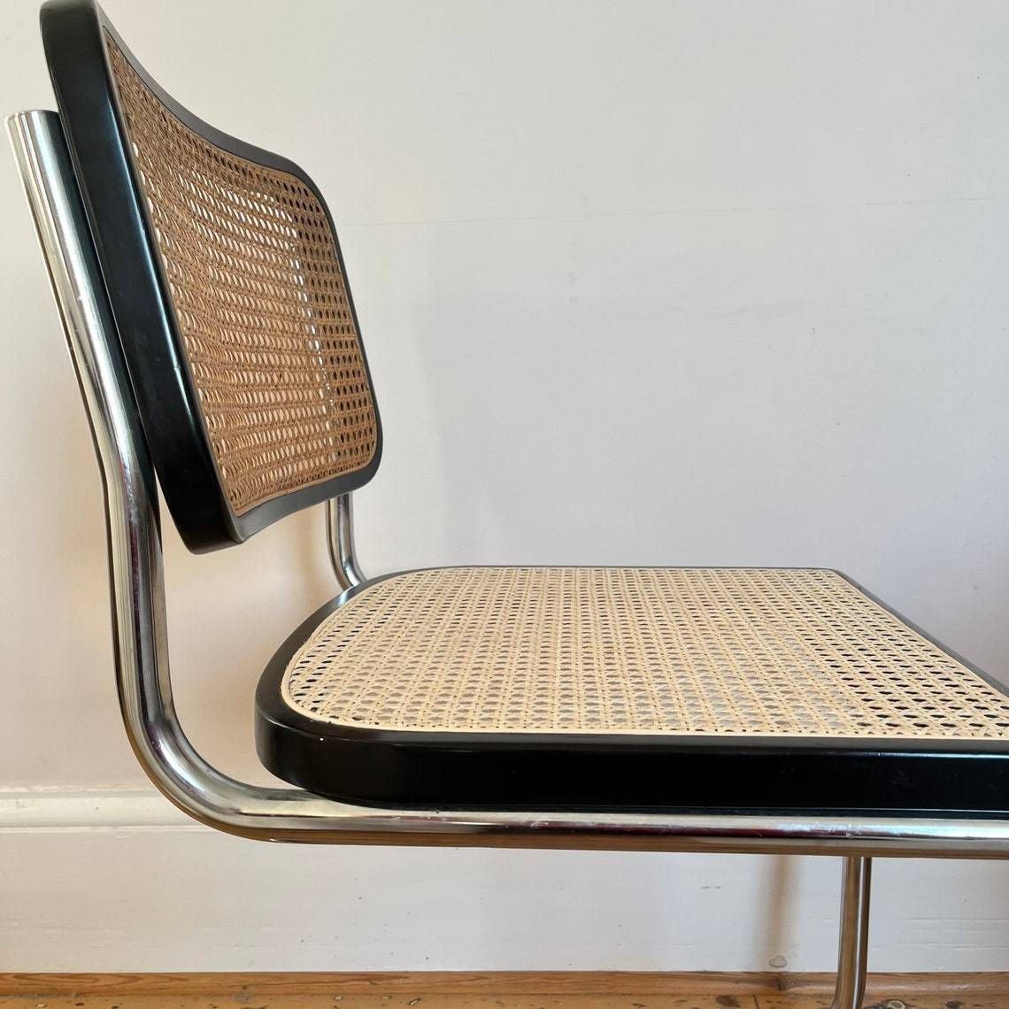 photo for sale Cesca Black And Chrome Chair With Cane Seat & Back