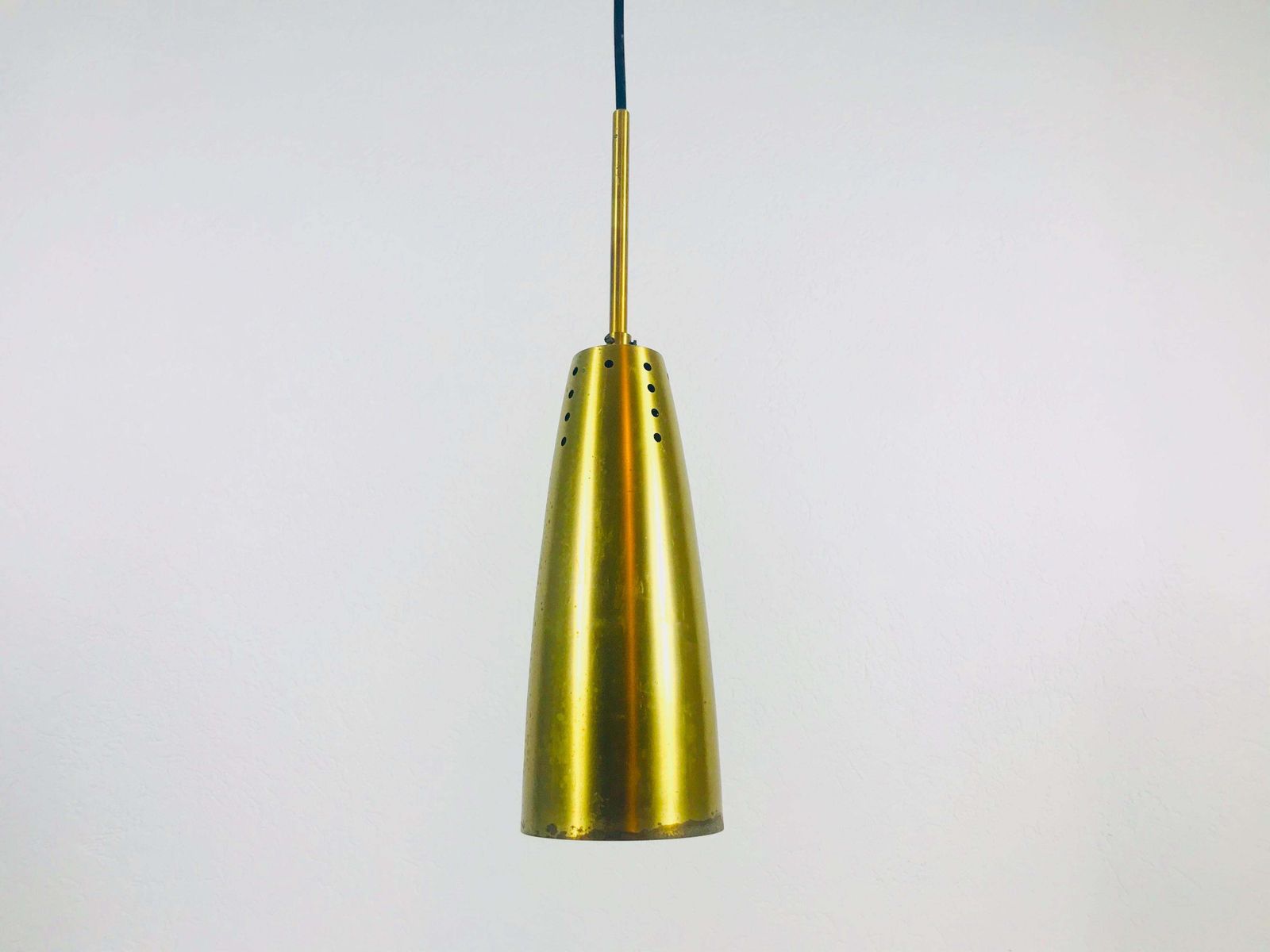 Pair Of Full Brass Mid Century Modern Pendant Lamps, 1950s, Germany photo vintage