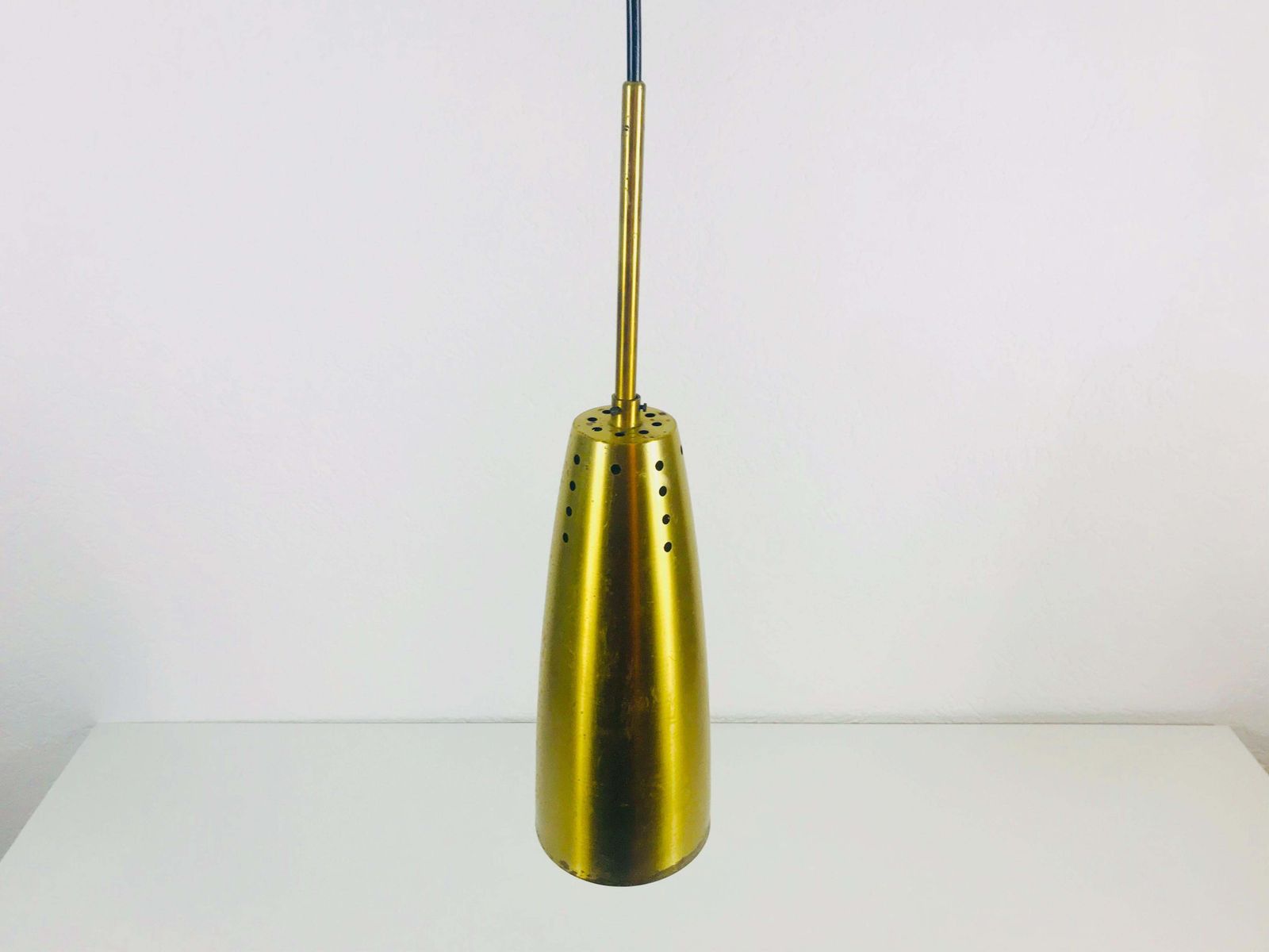 1 Of 5 Full Brass Mid Century Modern Pendant Lamps, 1950s, Germany photo vinterior