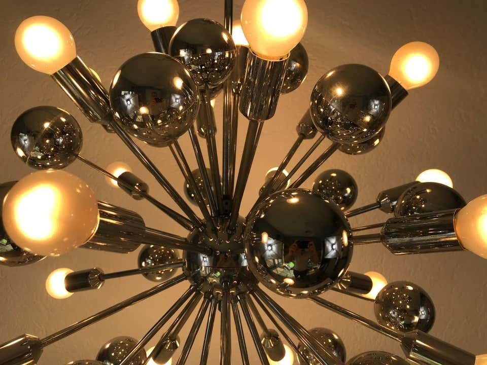 Rare Large Space Age Chrome Chandelier By Cosack Leuchten, 1970s, Germany photo vinterior