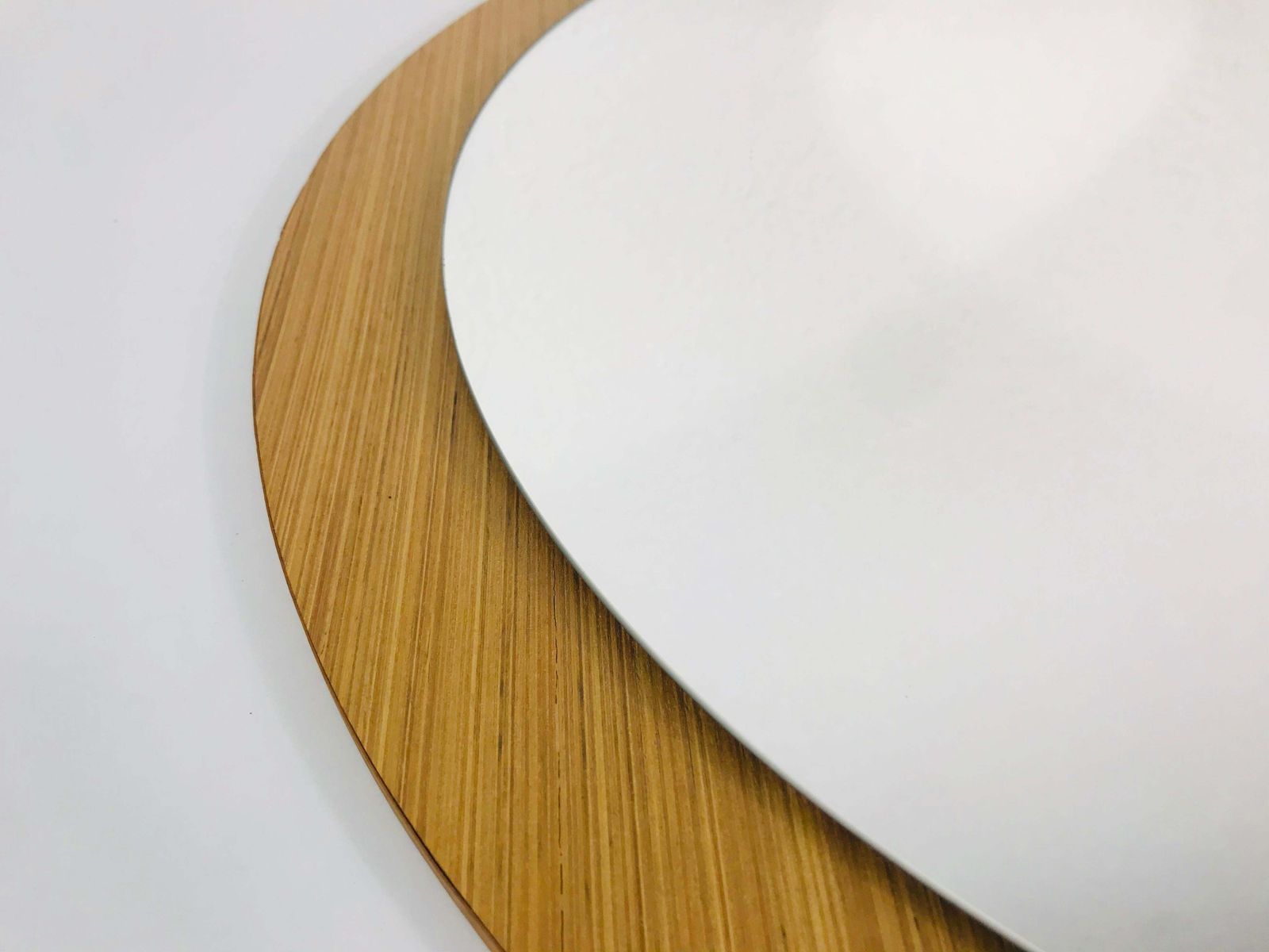 Midcentury German Round Wooden Mirror, Germany, 1960s photo furniture