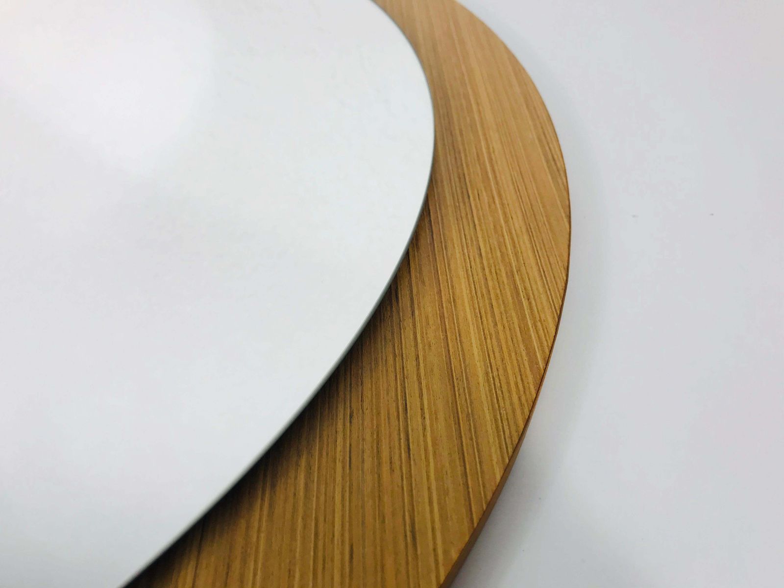 Midcentury German Round Wooden Mirror, Germany, 1960s photo 408.0
