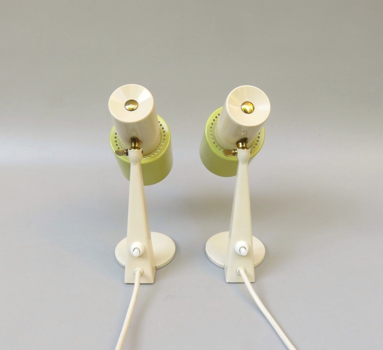 Small Table Lights In Beige And Green Brass 1960s Set Of 2 photo 1897.2