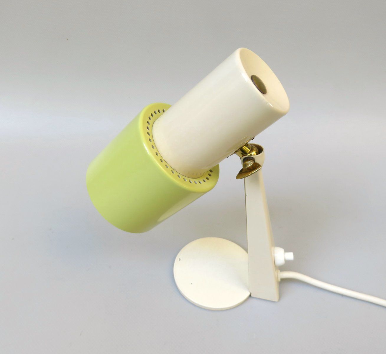 photo vintage Small Table Lights In Beige And Green Brass 1960s Set Of 2