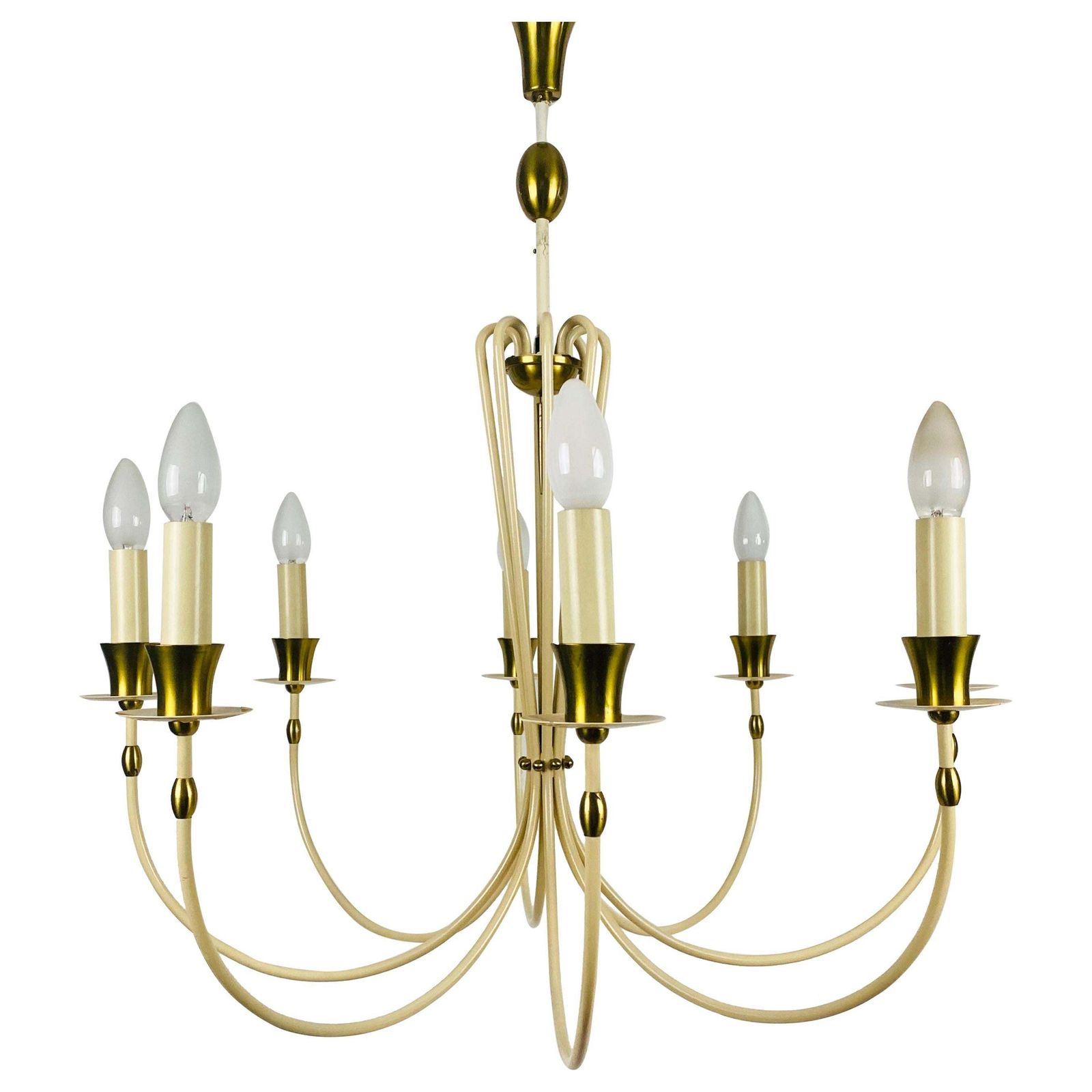 Midcentury Brass 8 Arm Sputnik Chandelier By Vereinigte Werkstätte, 1960s