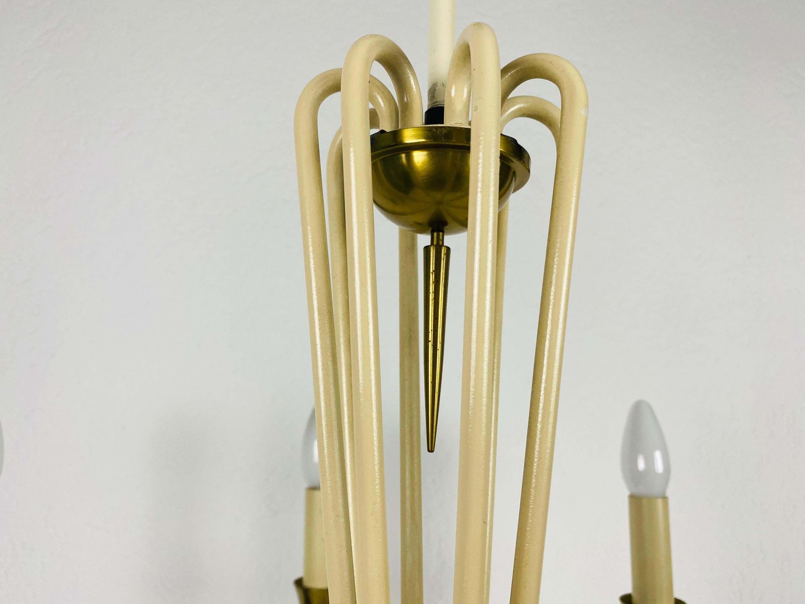 Midcentury Brass 8 Arm Sputnik Chandelier By Vereinigte Werkstätte, 1960s photo vinterior