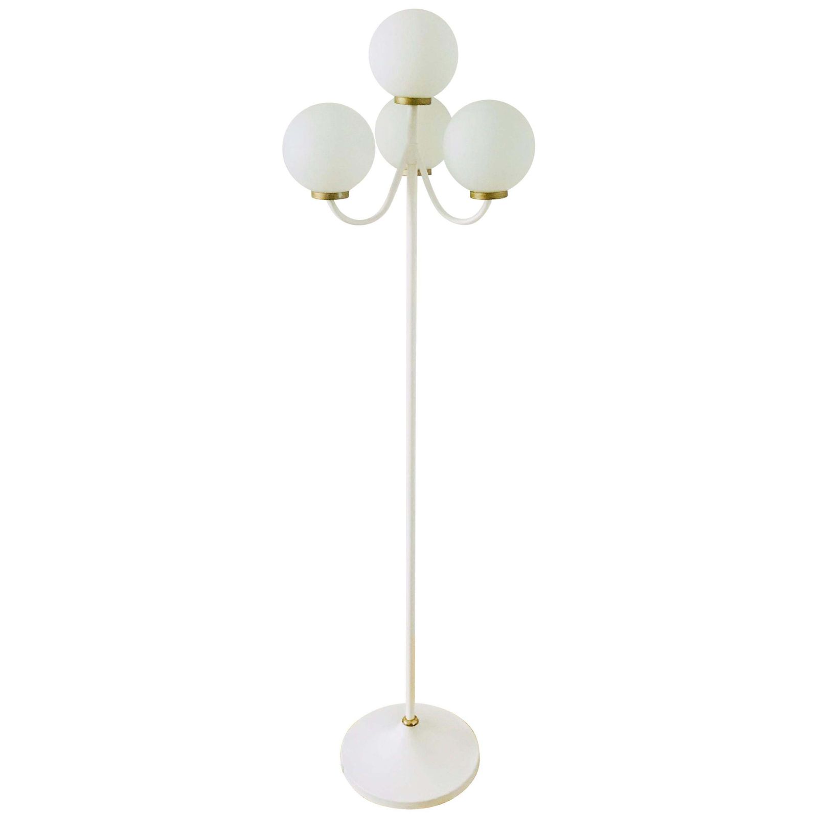 Kaiser Midcentury Brass And White 4 Arm Space Age Floor Lamp, 1960s, Germany