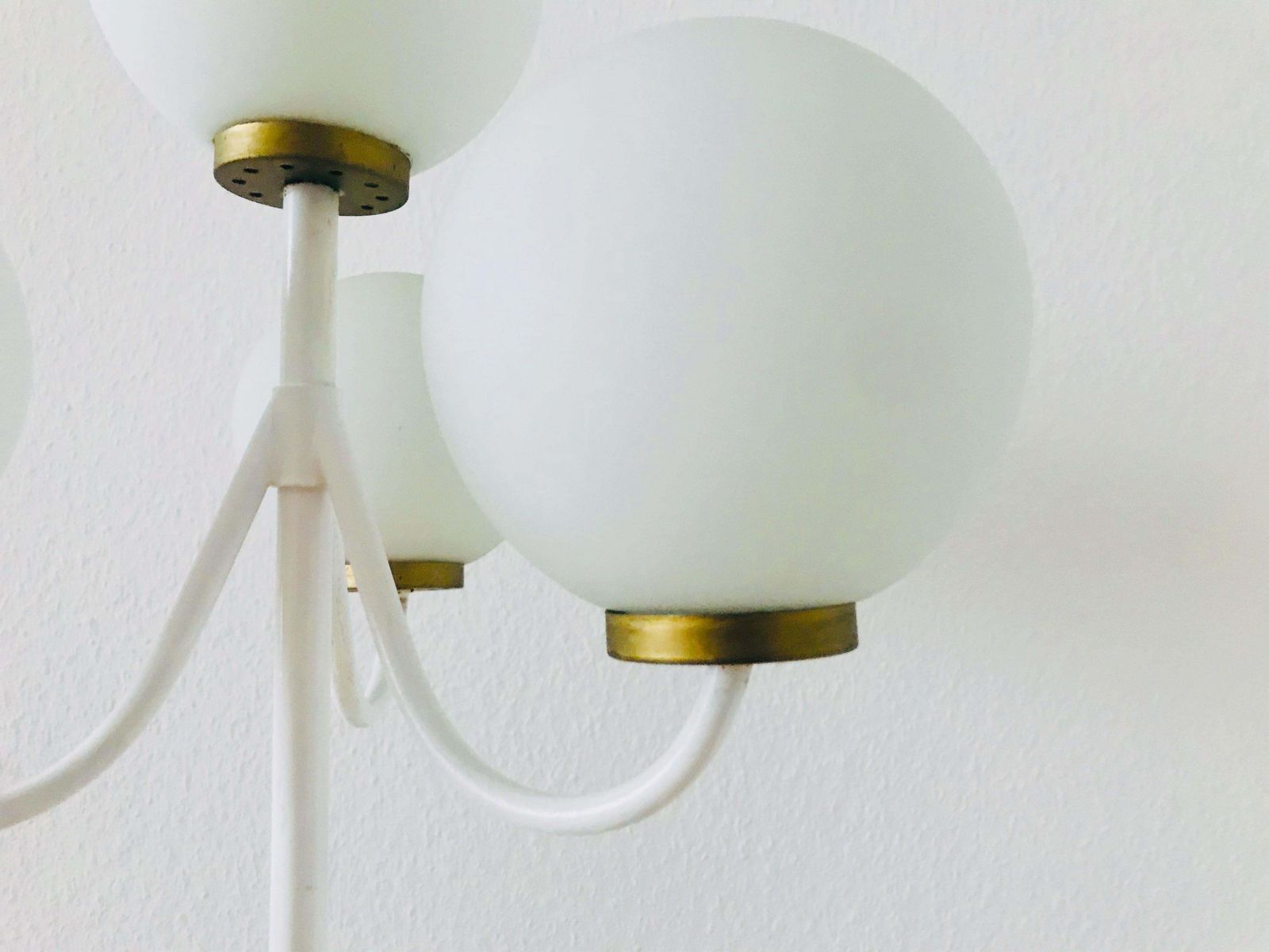 Kaiser Midcentury Brass And White 4 Arm Space Age Floor Lamp, 1960s, Germany photo 1004.0