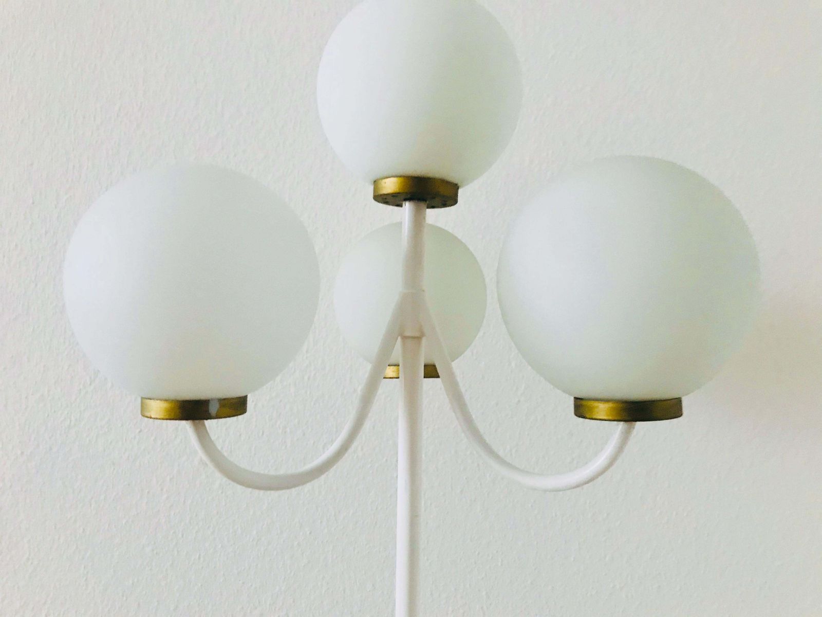 Kaiser Midcentury Brass And White 4 Arm Space Age Floor Lamp, 1960s, Germany photo buy