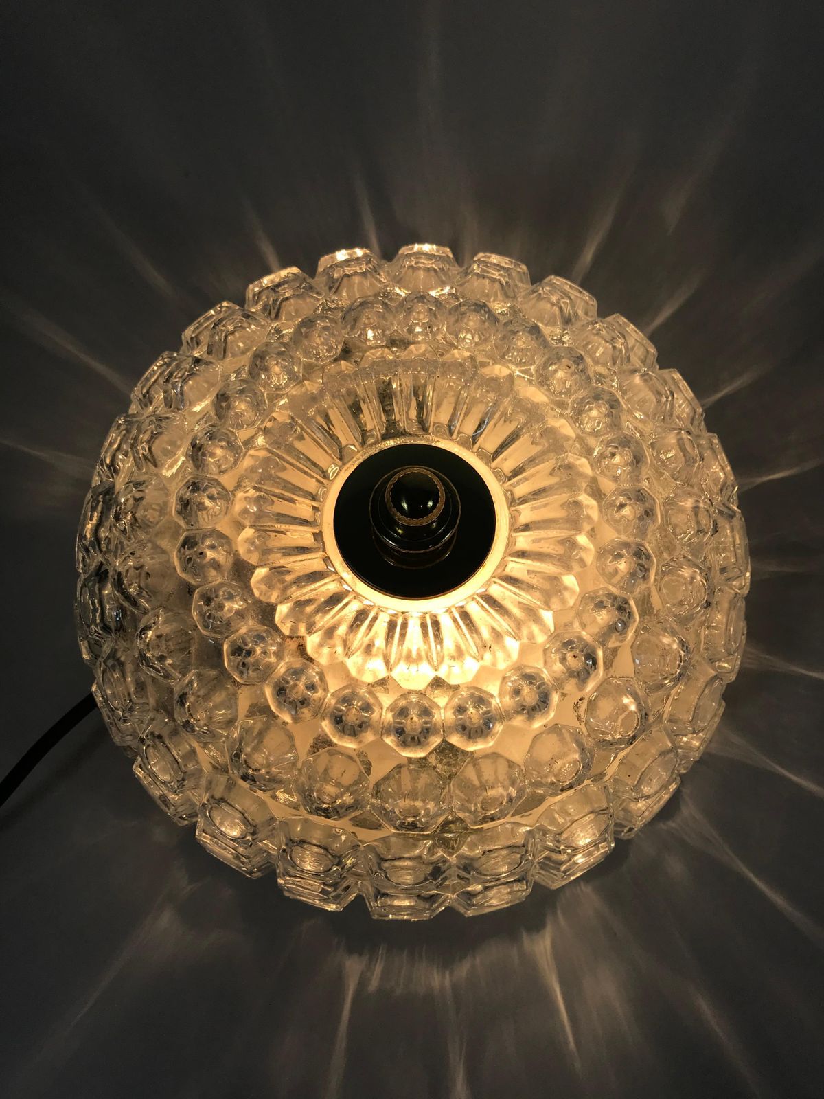 Crystal Glass Round Flush Mount By Glashütte Limburg, 1960s, Germany photo furniture