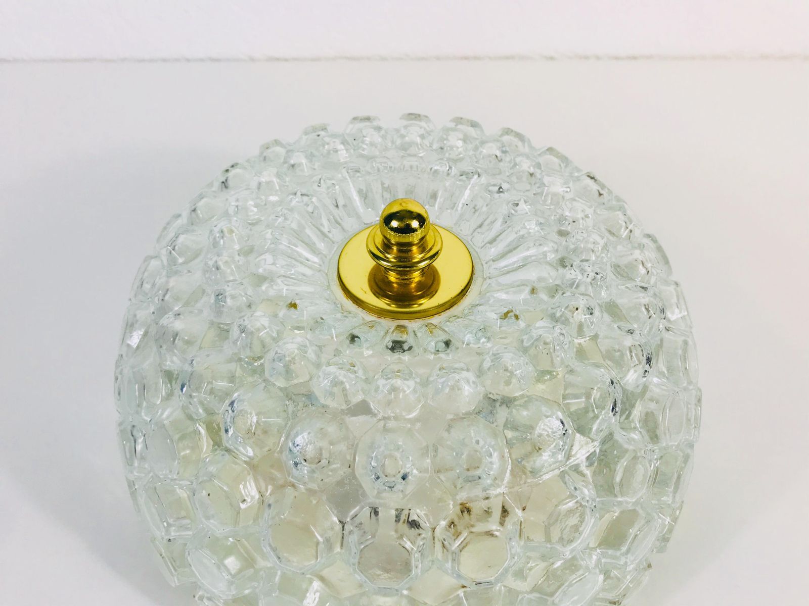 Crystal Glass Round Flush Mount By Glashütte Limburg, 1960s, Germany photo 578.0
