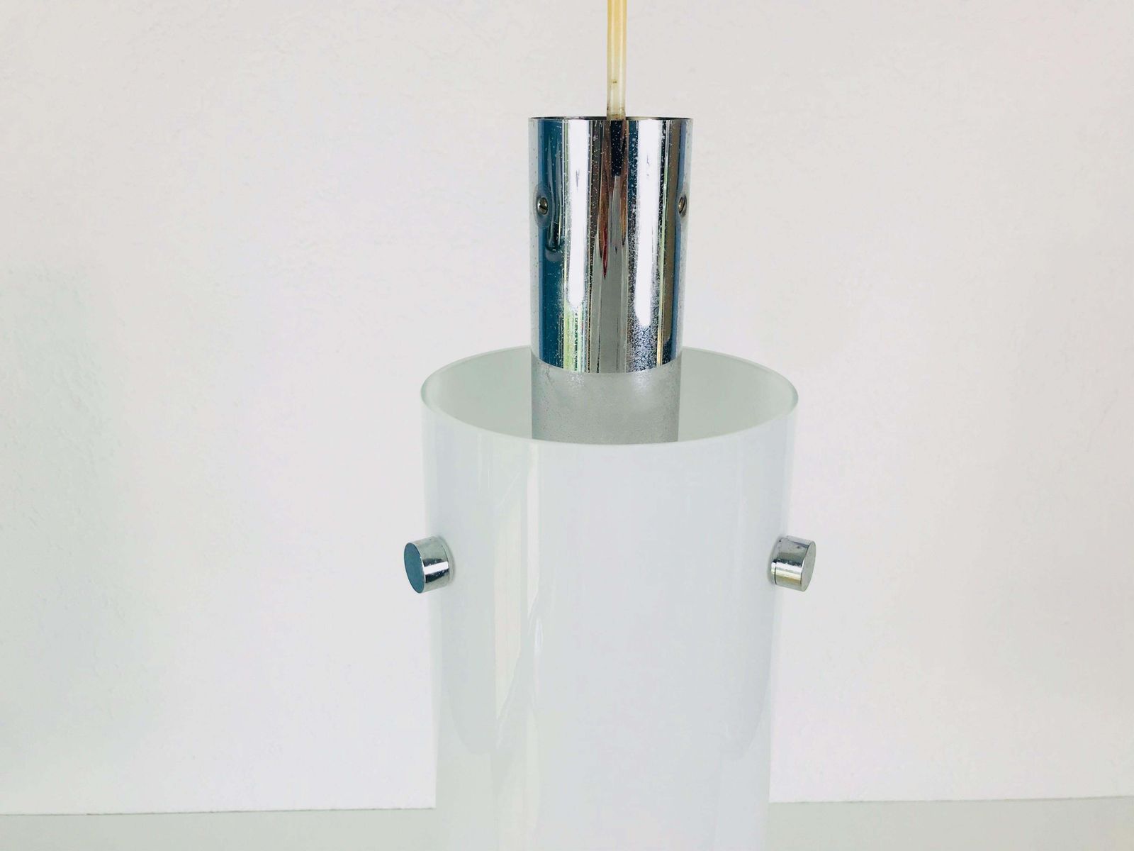 Rare Opaline Glass Pendant Lamp By Limburg, 1970s photo for sale