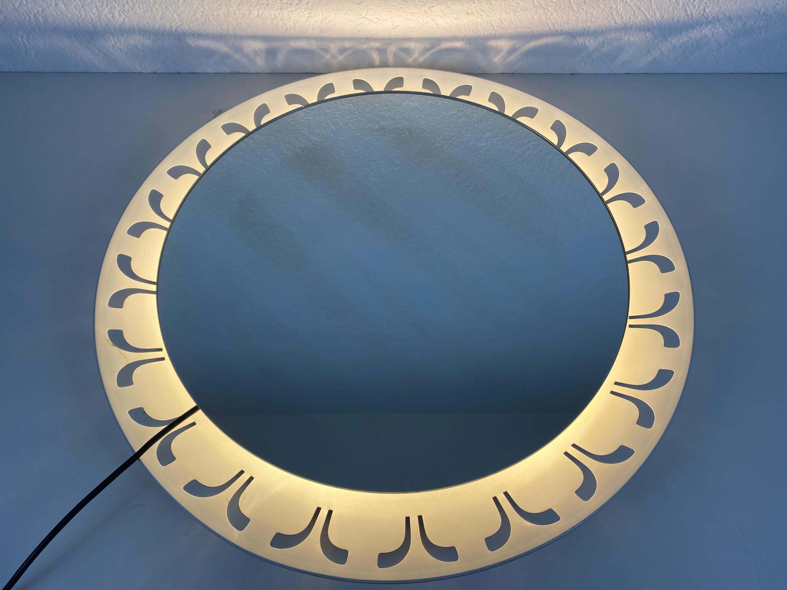 Rare Midcentury Metal Illuminated Mirror By Hillebrand, Germany, 1950s photo vinterior