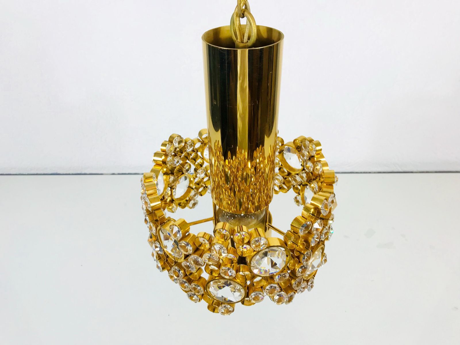 3069.0 Pair Of Gilt Brass And Crystal Glass Chandeliers By Palwa, Germany, 1970s photo