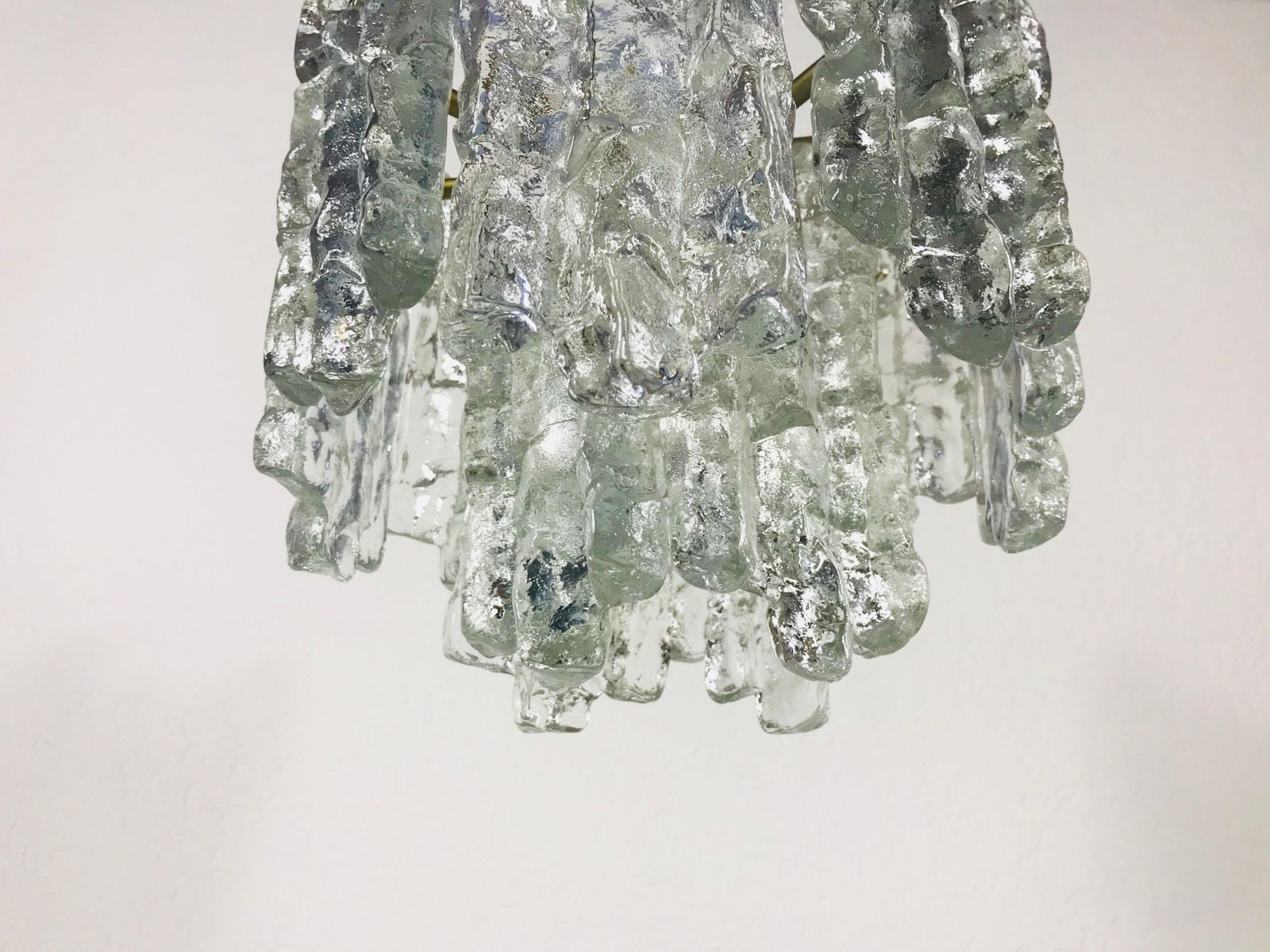 Midcentury Ice Crystal Glass Pendant Light Or Chandelier By Kalmar, Circa 1960s photo 1159.0