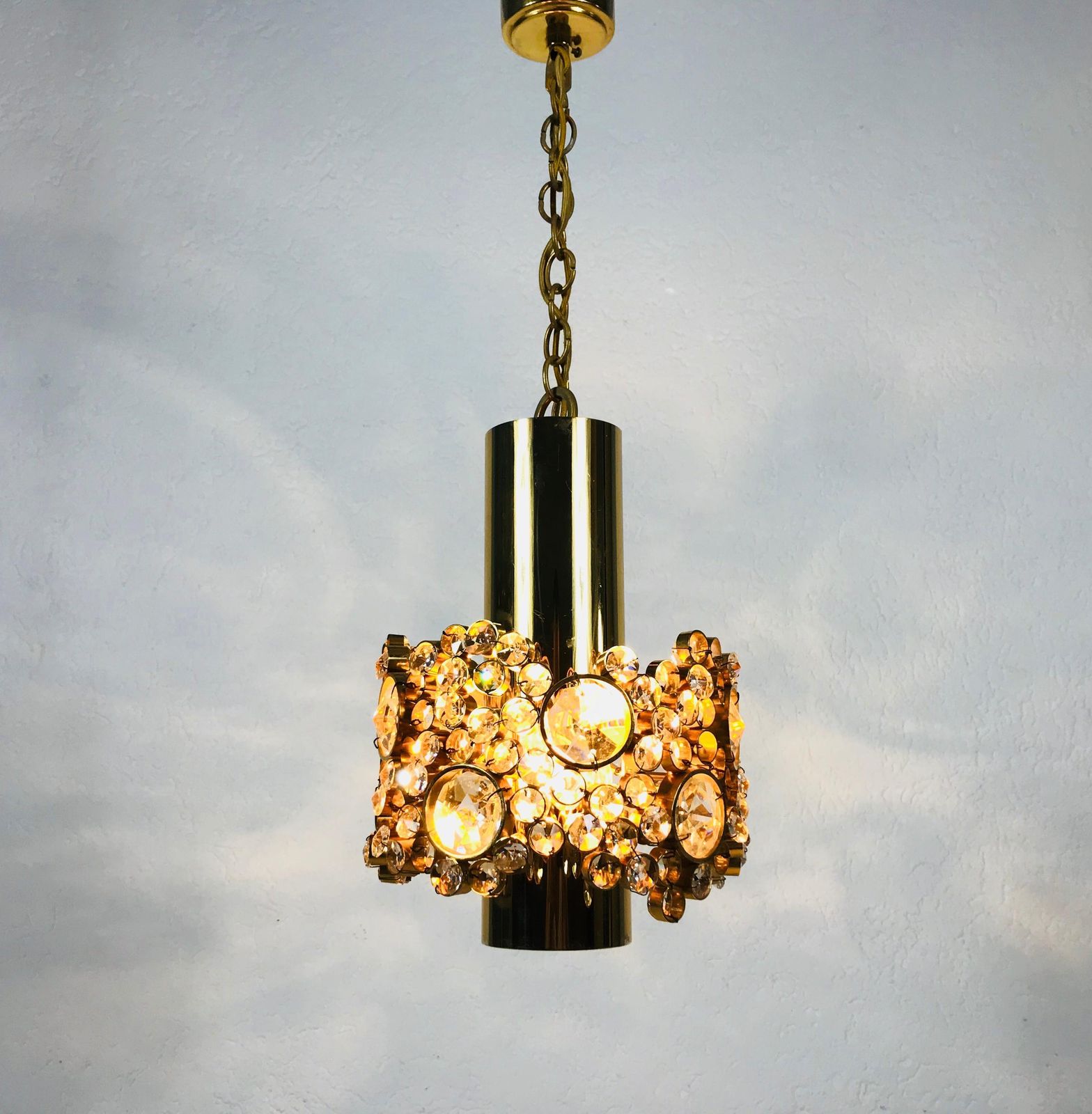 Gilt Brass And Crystal Glass Chandelier By Palwa, Germany, 1970s photo furniture