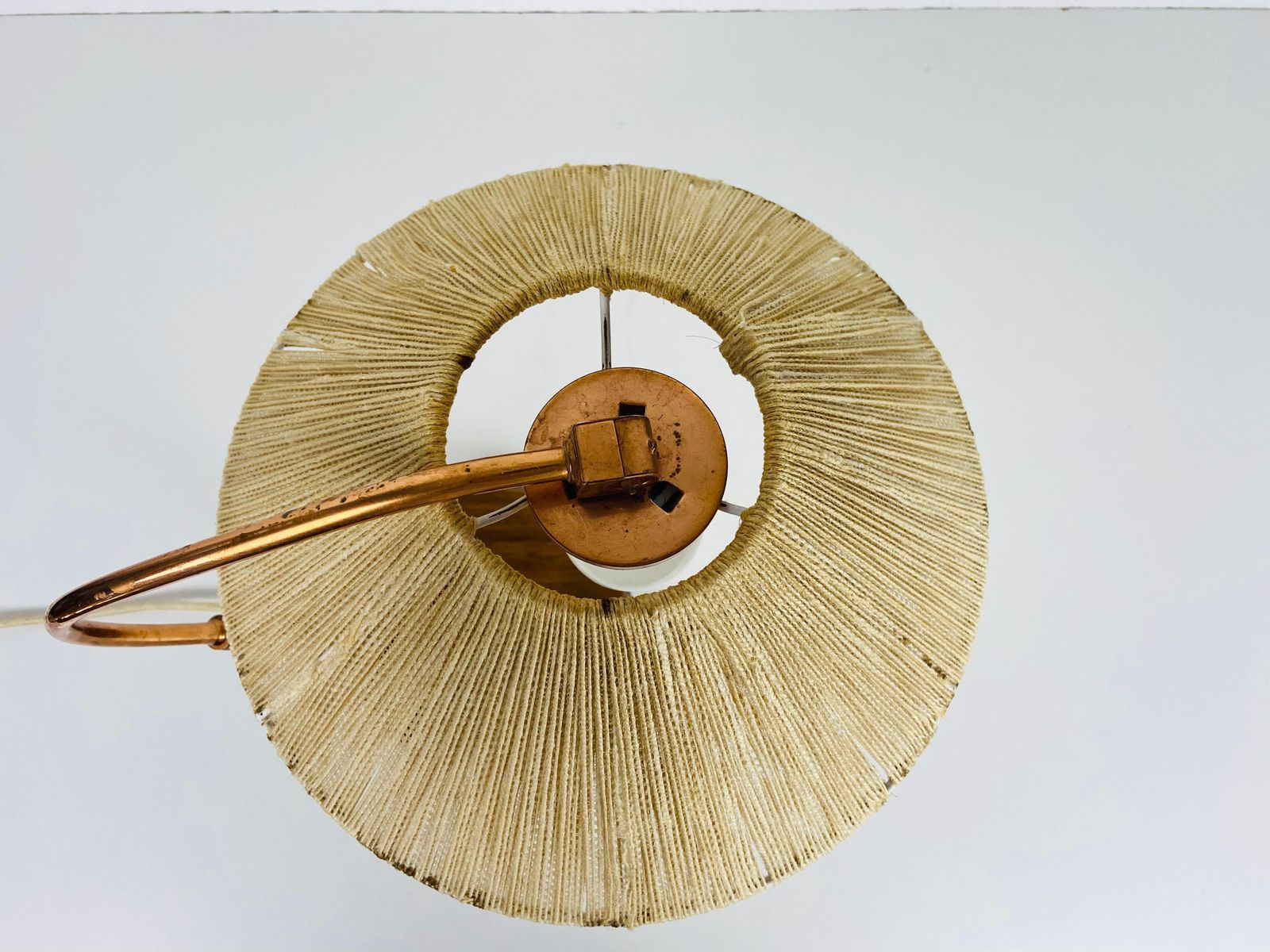 Midcentury Teak And Rattan Table Lamp By Temde, Circa 1970 photo buy
