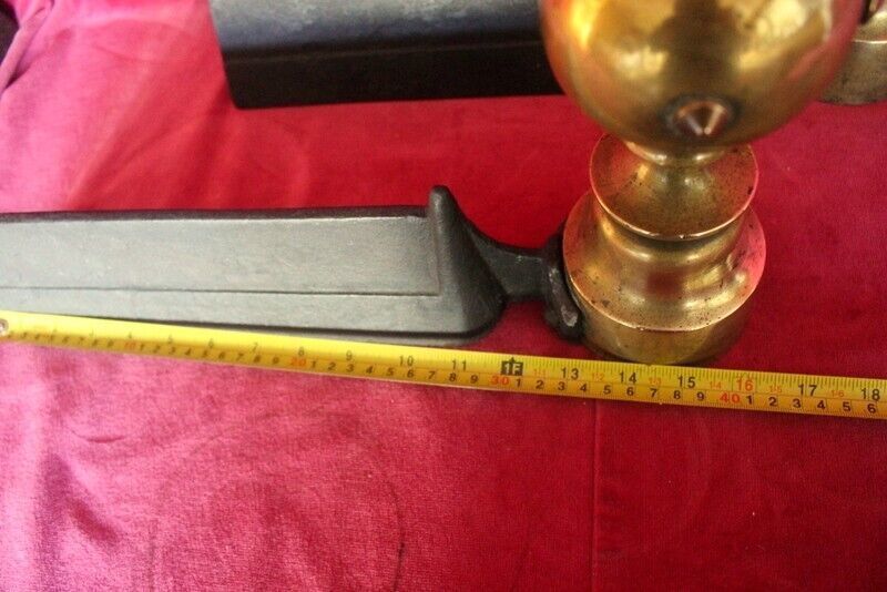 photo furniture Pair Of Italian Antique Cast Iron And Brass Fireplace Andirons Fire Dogs 19th C
