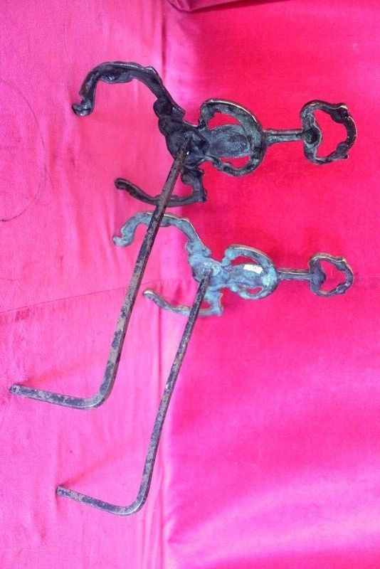 photo furniture 19th C Pair Of Italian Antique Cast Iron And Brass Fireplace Andirons Fire Dogs