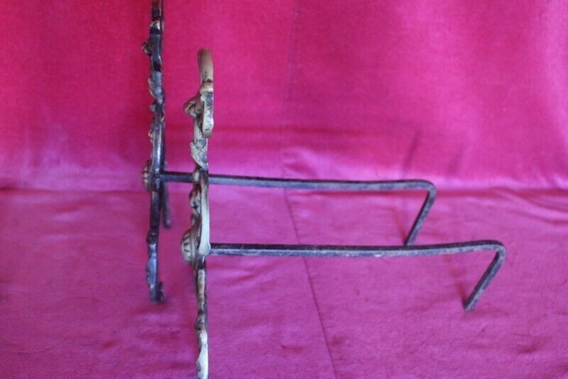 photo for sale 19th C Pair Of Italian Antique Cast Iron And Brass Fireplace Andirons Fire Dogs