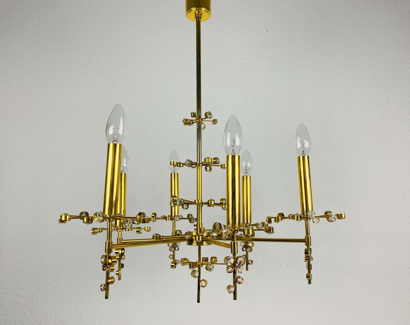 Extraordinary Geometric Crystal Glass Chandelier By Palwa, Germany, 1960s photo for sale