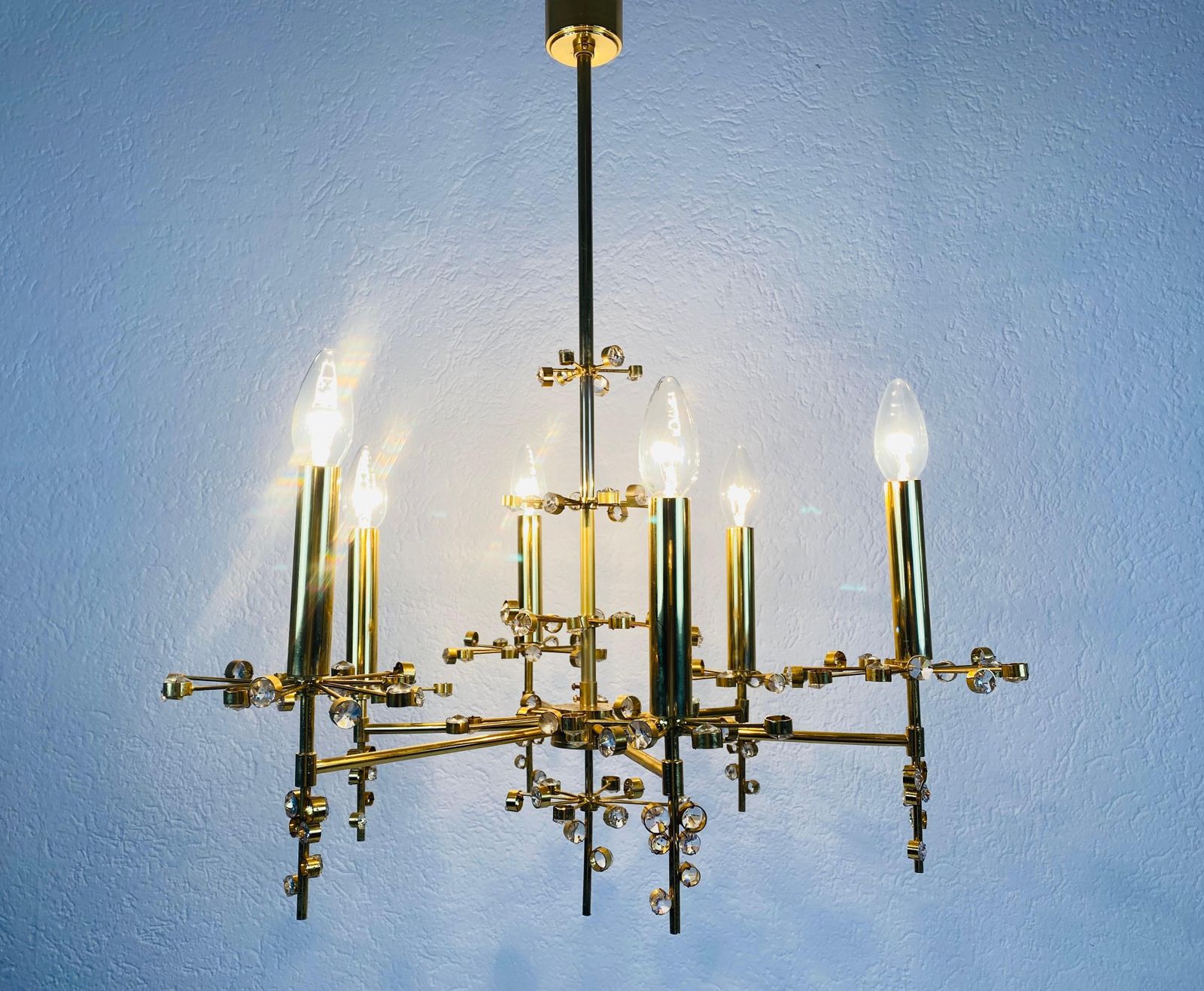 Extraordinary Geometric Crystal Glass Chandelier By Palwa, Germany, 1960s photo Lighting