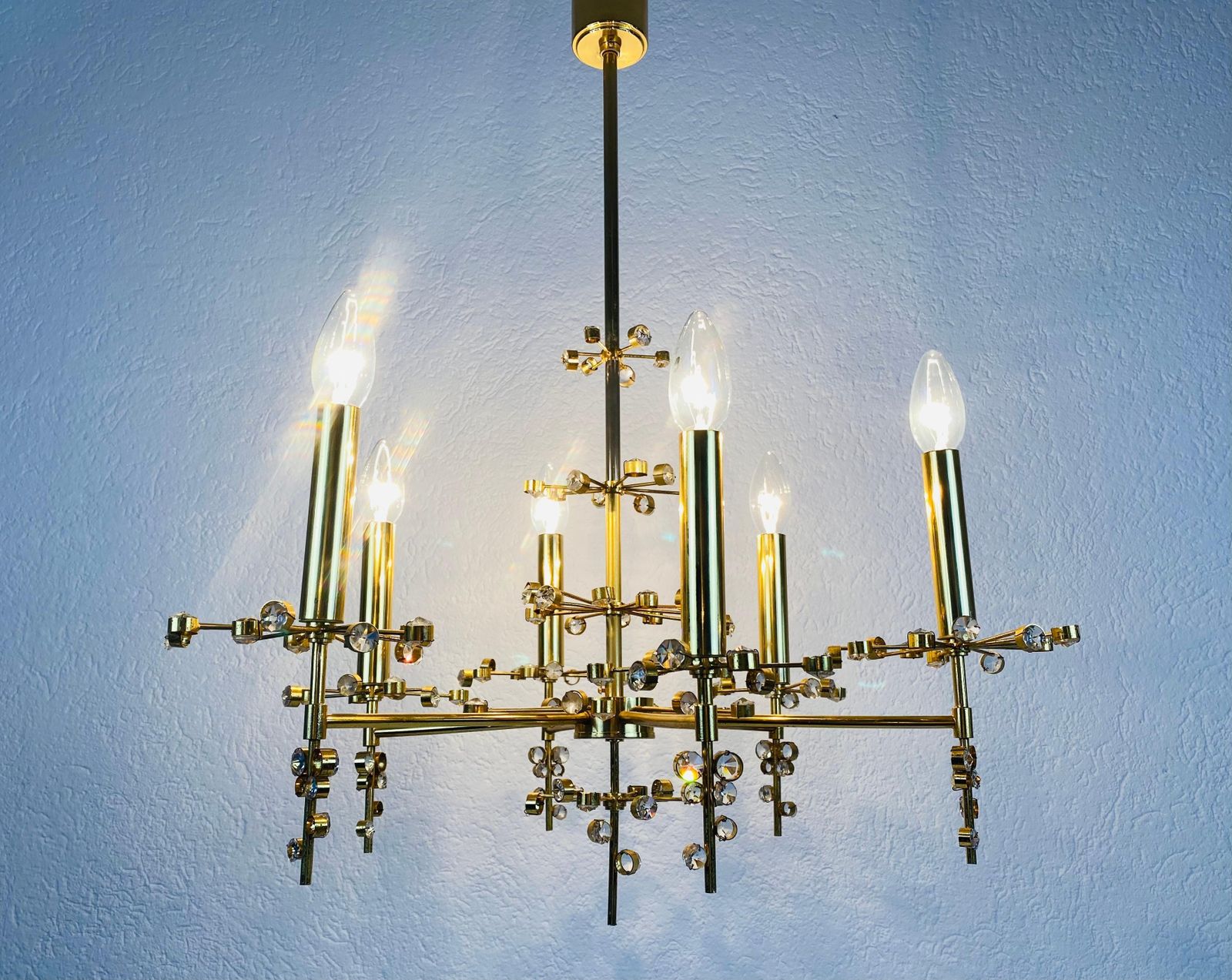 photo for sale Extraordinary Geometric Crystal Glass Chandelier By Palwa, Germany, 1960s