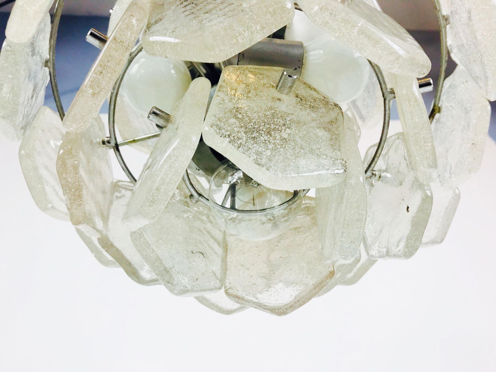 photo furniture Four Tiered Kalmar Midcentury Ice Glass Chandelier, Circa 1960s