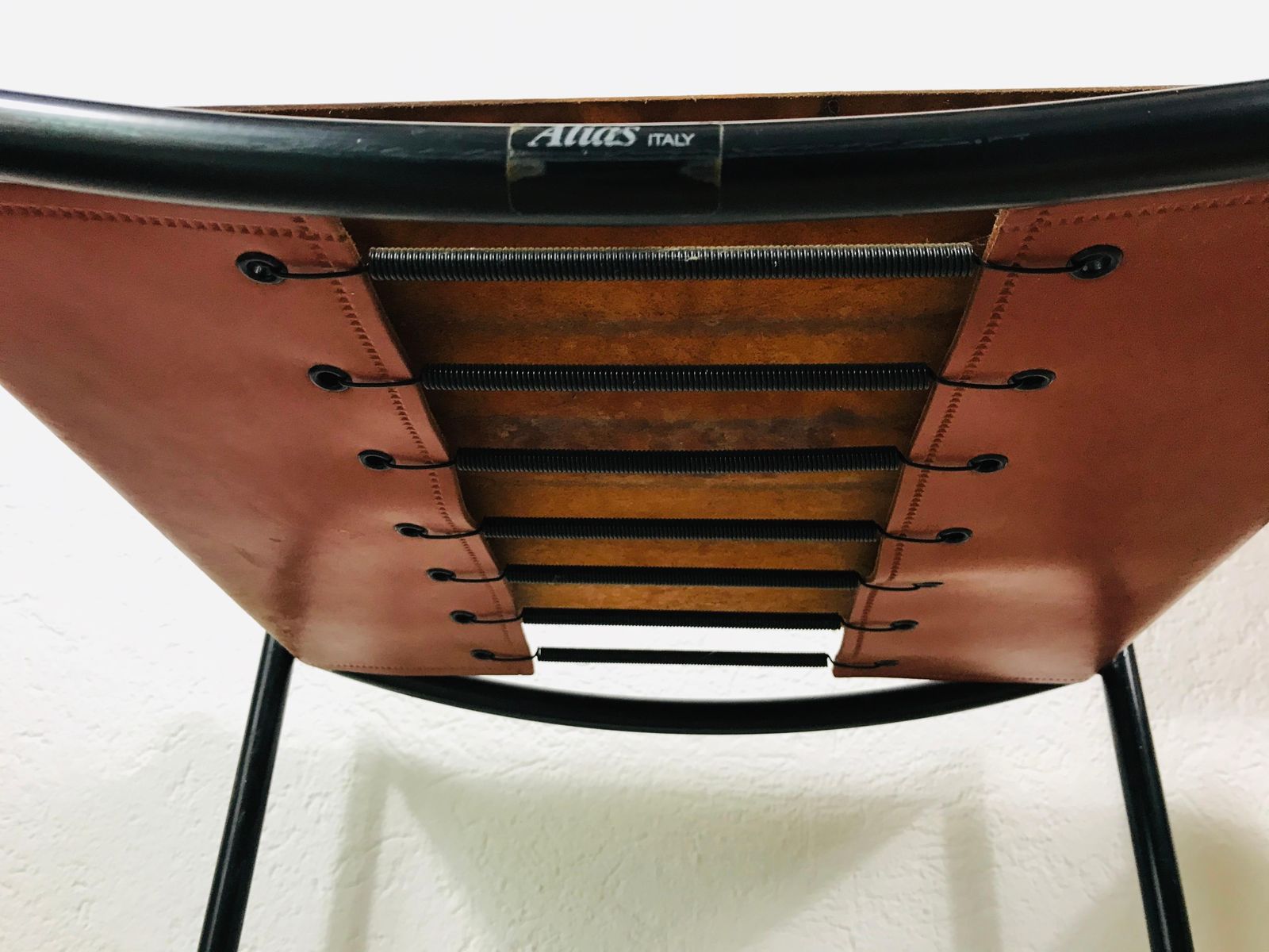 photo vinterior Pair Of Natural Leather Barstools By G. Belotti For Alias, 1970s, Italy