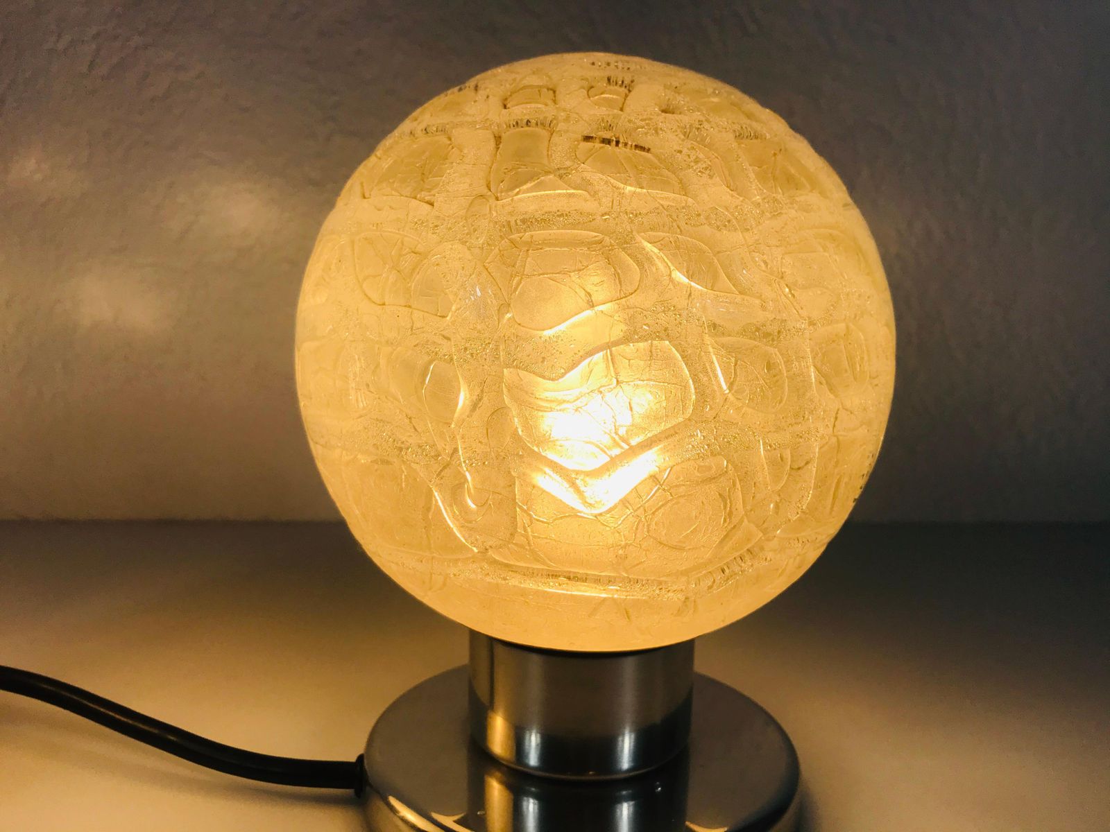 Frosted Iceglass And Chrome Table Lamps By Doria Leuchten, 1970s, Set photo Lighting