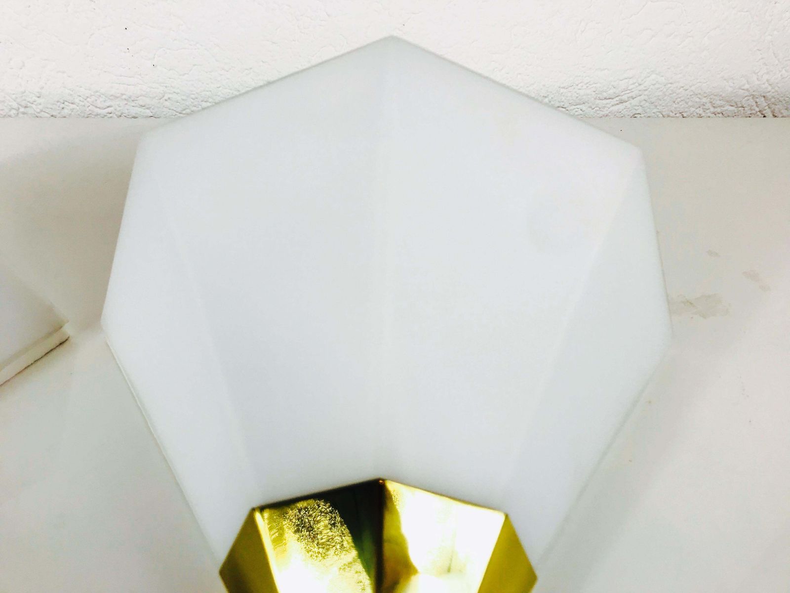 941.0 Midcentury Brass And Opaline Glass Wall Lamps By Limburg, Germany, 1970s, Set photo