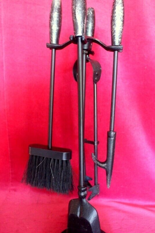 Set Of Companion Set Black Fireplace 5 Pieces Used Once photo vinterior