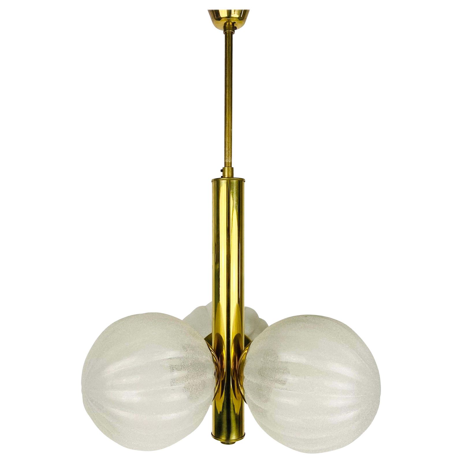 Mid Century Modern Golden Kaiser 3 Arm Space Age Chandelier, 1960s, Germany