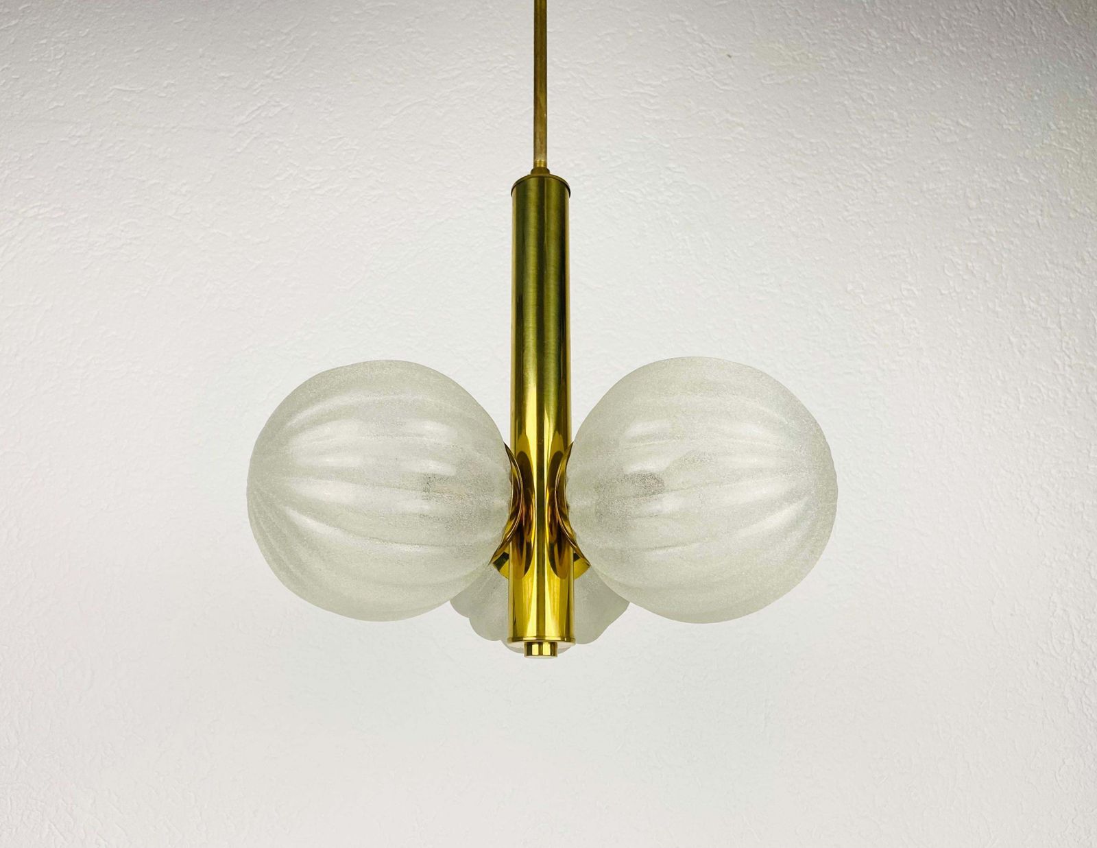 Mid Century Modern Golden Kaiser 3 Arm Space Age Chandelier, 1960s, Germany photo for sale