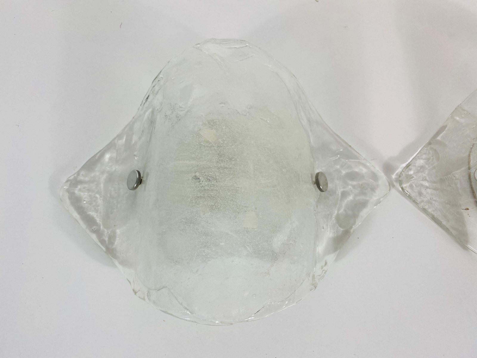 Rare Frosted Ice Glass Wall Lamp By Carlo Nason For Kalmar, Austria, 1960s photo vintage