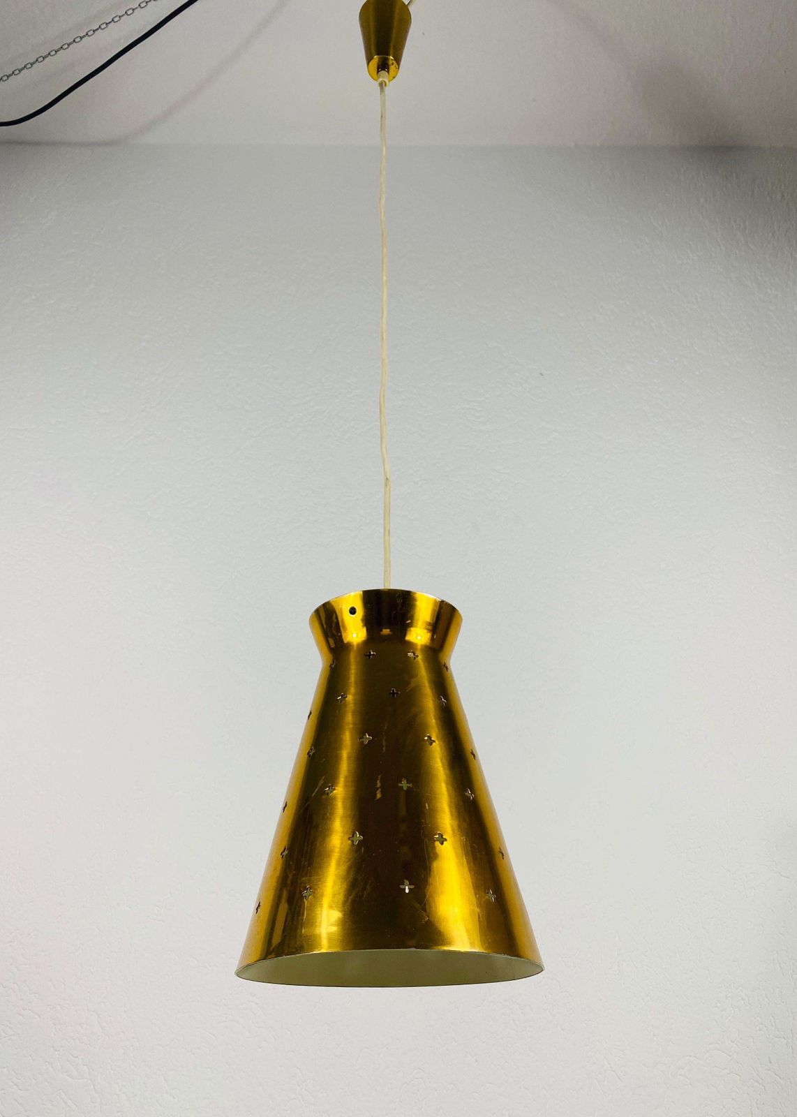 Polished Brass Pendant Lamp In The Style Of Paavo Tynell, 1950s photo vintage