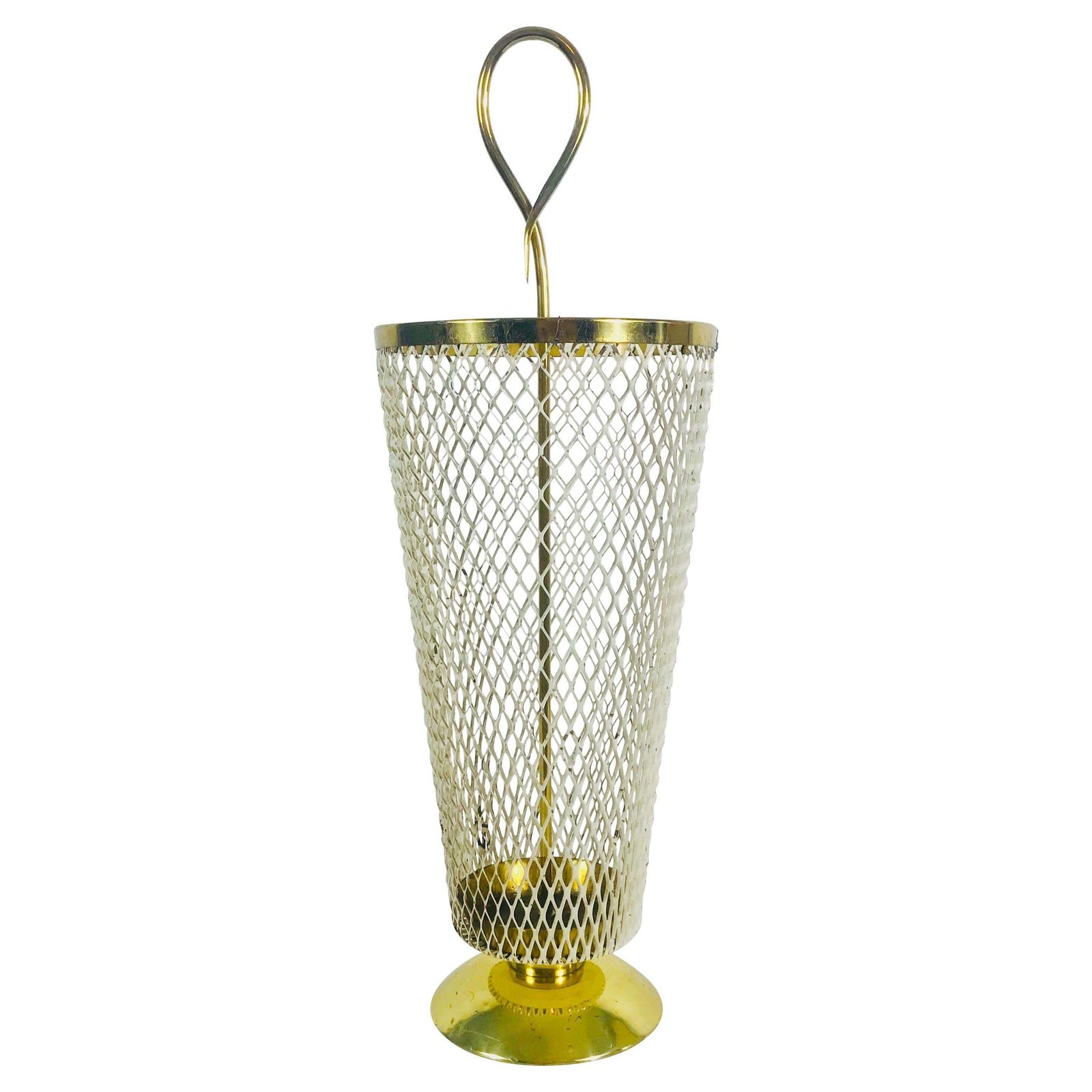 Exceptional Midcentury Brass And Aluminium Umbrella Stand, Germany, 1960s