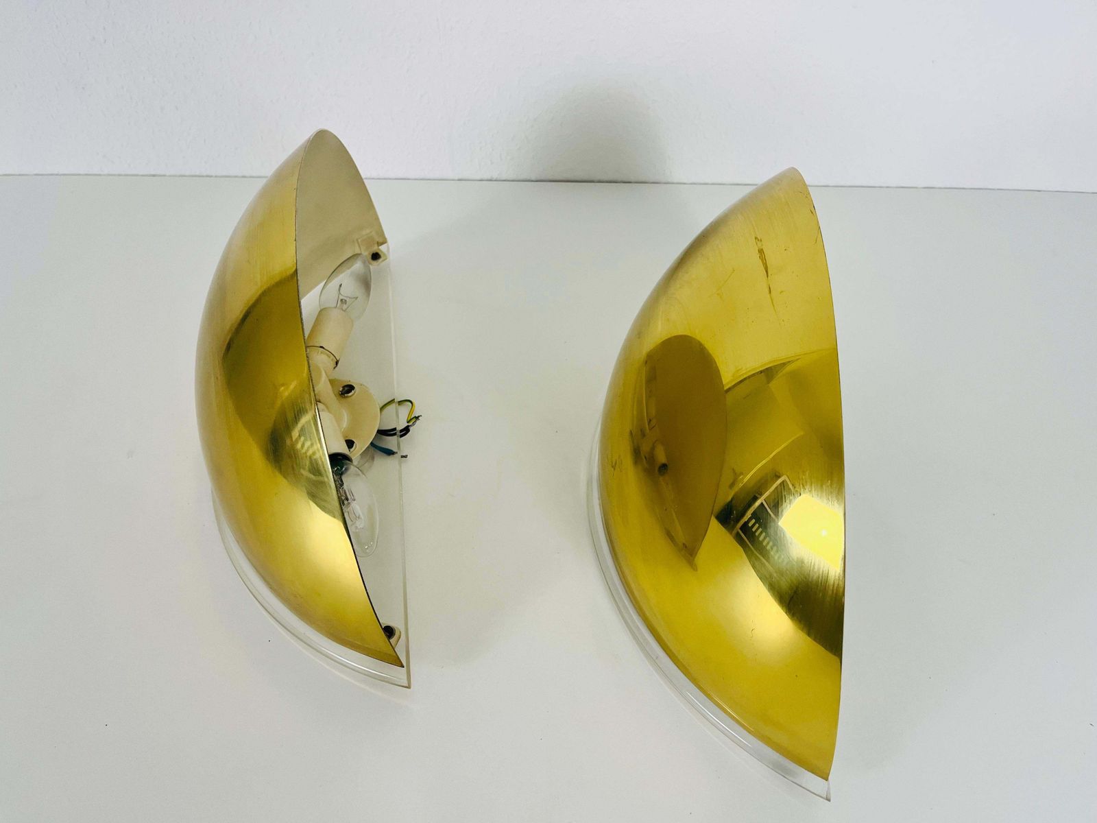 Pair Of Florian Schulz Midcentury Brass Wall Lamps, 1970s photo vintage