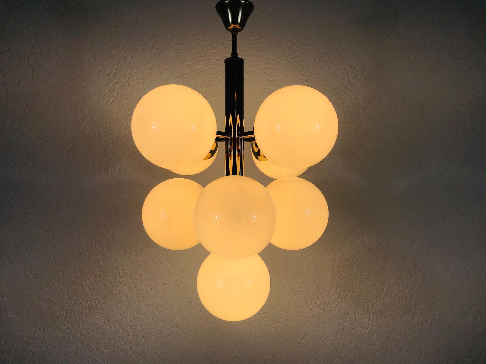 Mid Century Modern Chrome Kaiser 9 Arm Space Age Chandelier, 1960s, Germany photo for sale