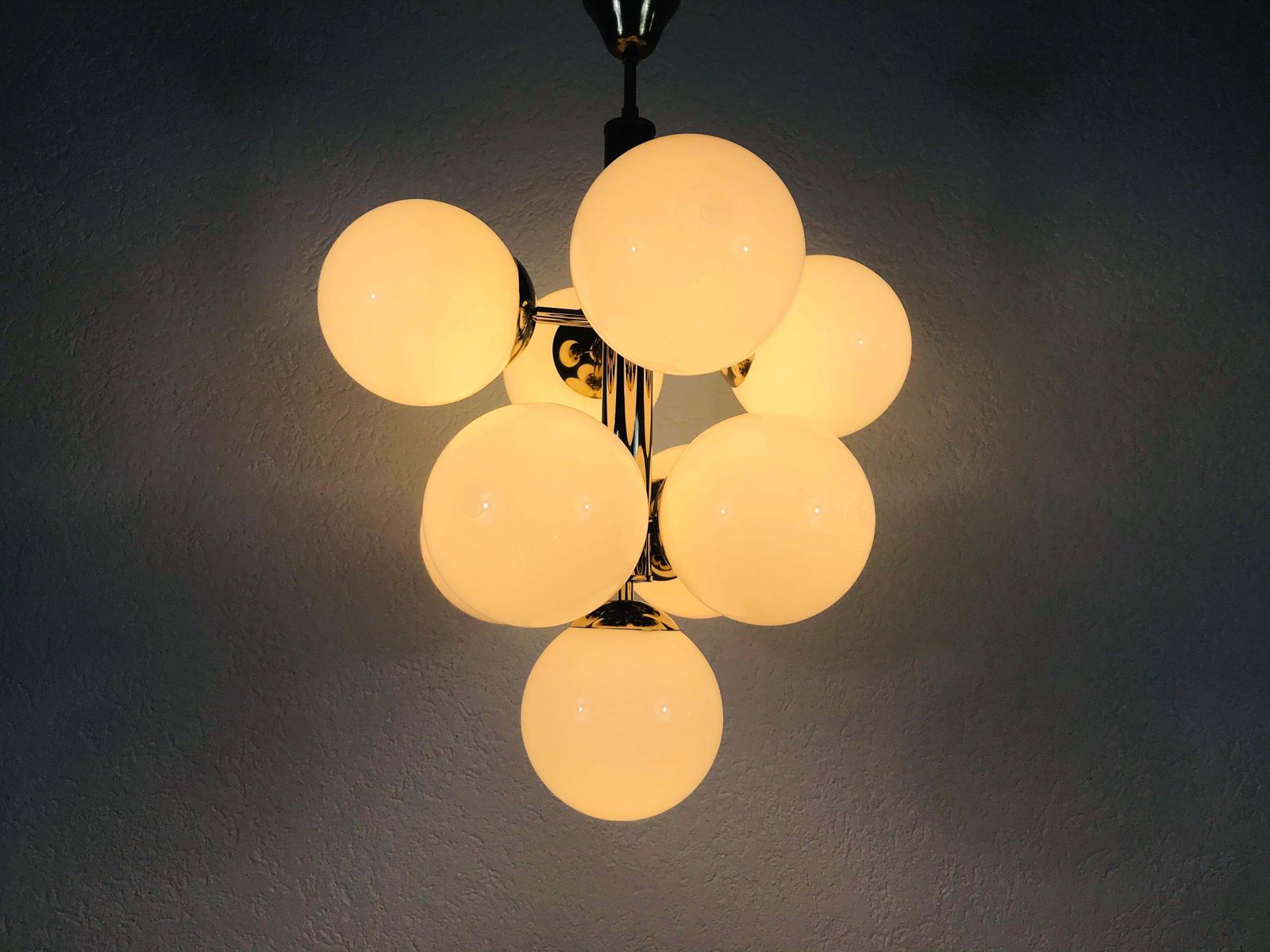 Mid Century Modern Chrome Kaiser 9 Arm Space Age Chandelier, 1960s, Germany photo Lighting