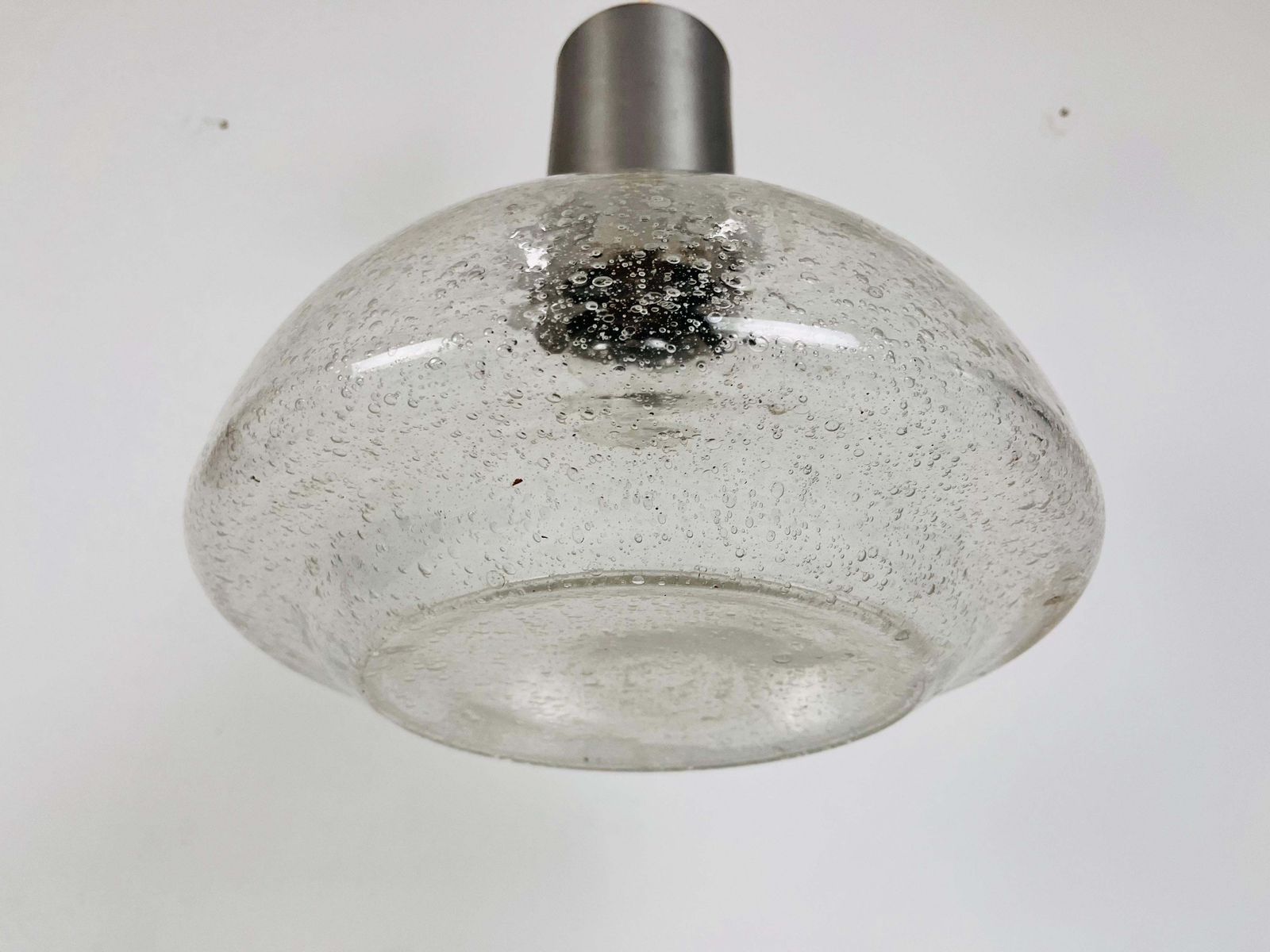 Rare Doria Midcentury Brass And Ice Glass Pendant Lamp, 1960s photo vinterior