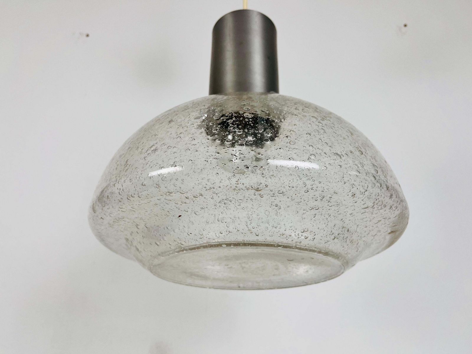 Rare Doria Midcentury Brass And Ice Glass Pendant Lamp, 1960s photo buy