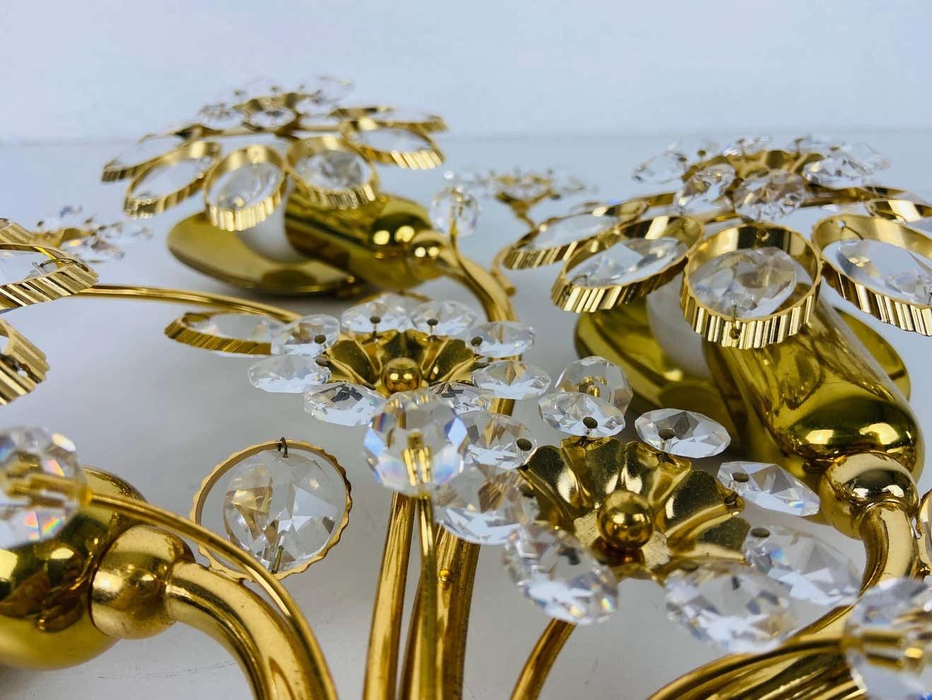 Extraordinary Floral Crystal Glass Sconce By Palwa, Germany, 1960s photo for sale