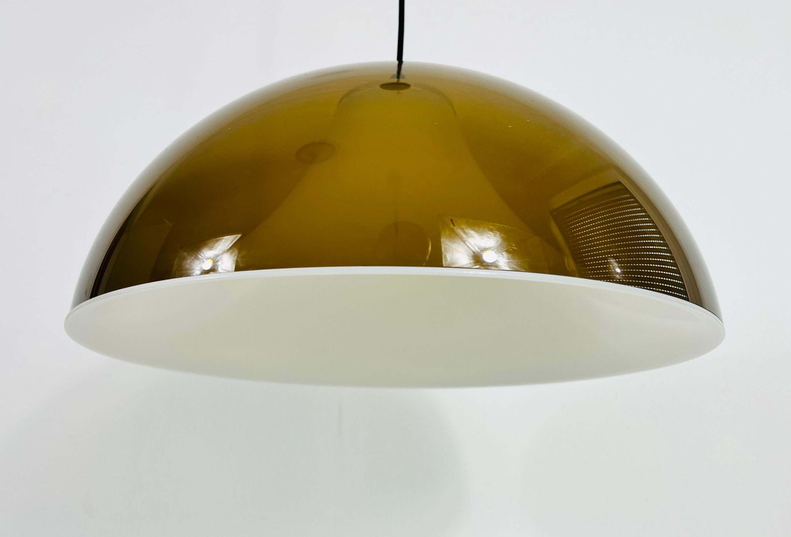 Brown And White Acrylic Glass Pendant Lamp In The Style Temde, 1970s photo 814.0