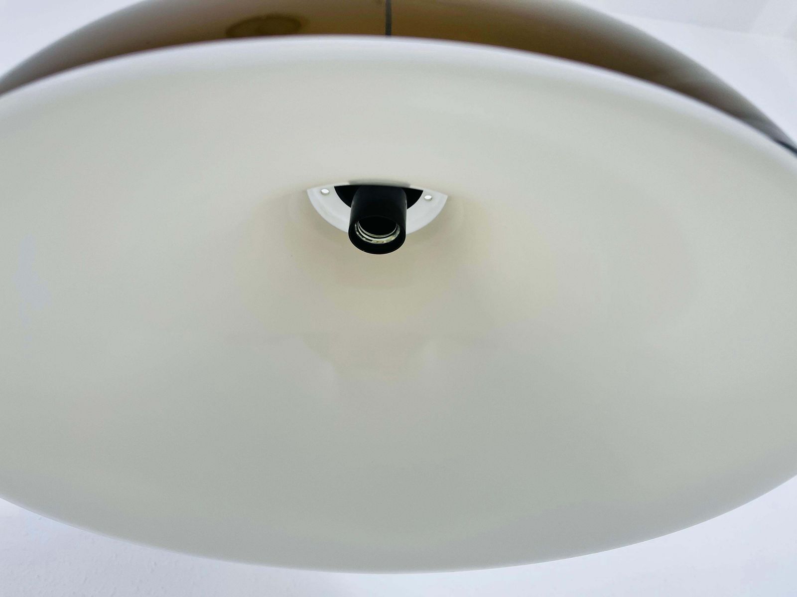 Brown And White Acrylic Glass Pendant Lamp In The Style Temde, 1970s photo vinterior