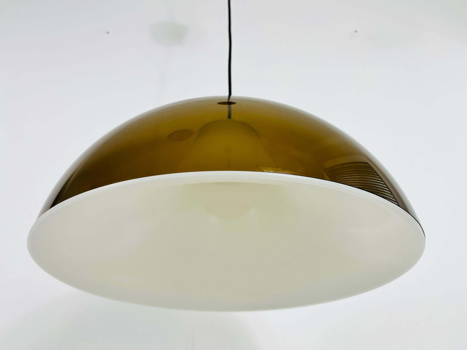 Brown And White Acrylic Glass Pendant Lamp In The Style Temde, 1970s photo buy
